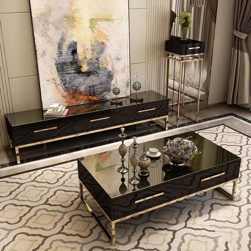 Modern Nordic Light Luxury TV Cabinet and Coffee Table Set Simple Wall Mounted Floor Storage Unit for Small Apartment Bedroom