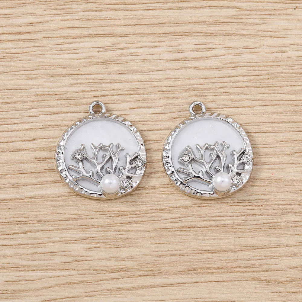 Tusember 5 Stück hübsche, vergoldete Perlen-Korallen-Anhänger für Halsketten, natürliche Muschel-Rundanhänger, DIY-Handarbeit, Strand-Schmuck, Geschenke – Detail 6