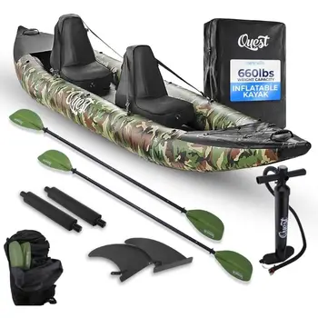 SereneLife 雙人充氣獨木舟,搭配鋁合金槳、維修包,輕鬆易攜,成人獨木舟 8 最佳銷售 雙人充氣獨木舟 - №7