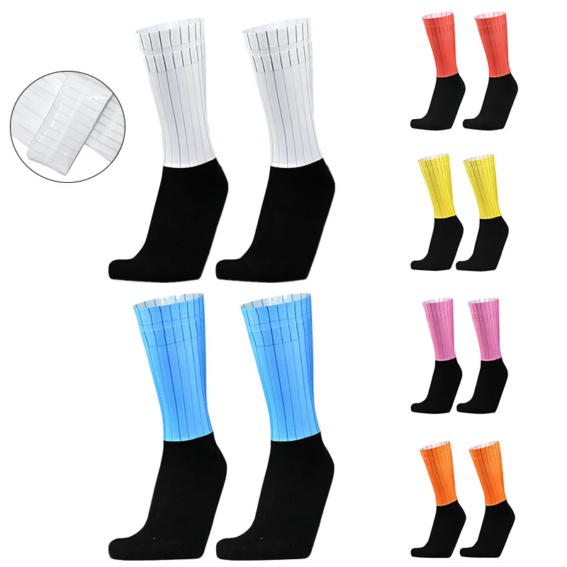 

Pro Team Aero Colorblock New 2024 Socks Body Non-Slip Silicone Cycling Socks Men's Cycling Sports Running Socks Calcetines