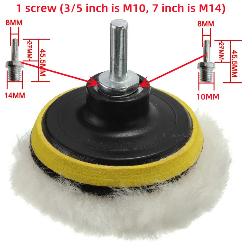 Imagem -02 - Auto-adesivo Carpolishing Disc Lustro Esponja de Enceramento Roda de lã Almofada de Polimento para Polidor de Carro Adaptador de Broca Pcs Conjunto