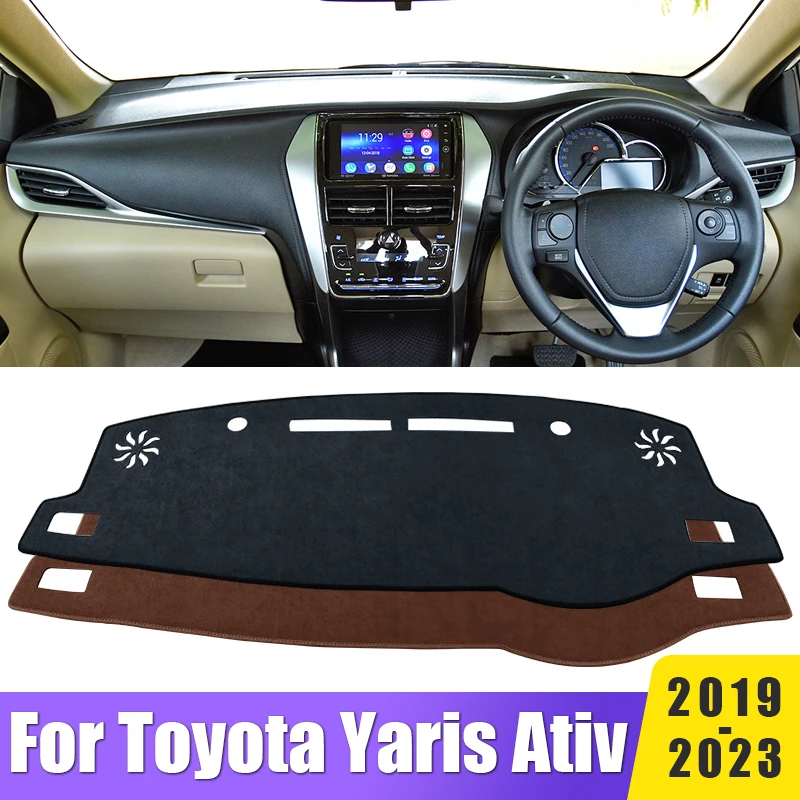 Car Dashboard Cover Avoid Light Mats For Toyota Yaris Ativ 2019 2020 2021 2022 2023 Instrument Panel Anti-UV Carpets Accessories