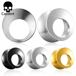 Casvort 2PCS 316 Stainless Steel Ear Gauges Tunnels Plugs Piercing Stretcher Studs Women Men Body Jewelry Expansion