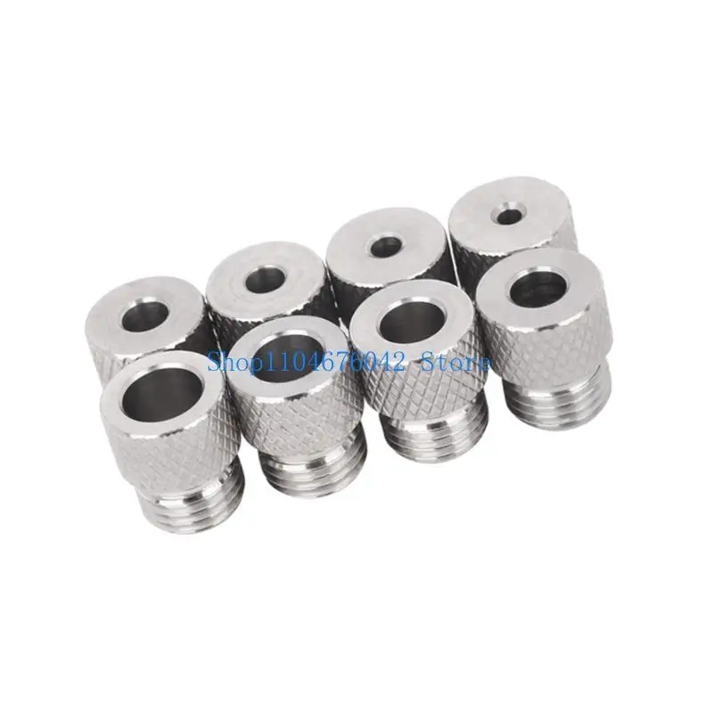 

652F 8pc High Durability Stainless Steel Drill Bushings 3-10mm Hole Coarse Thread Knurling