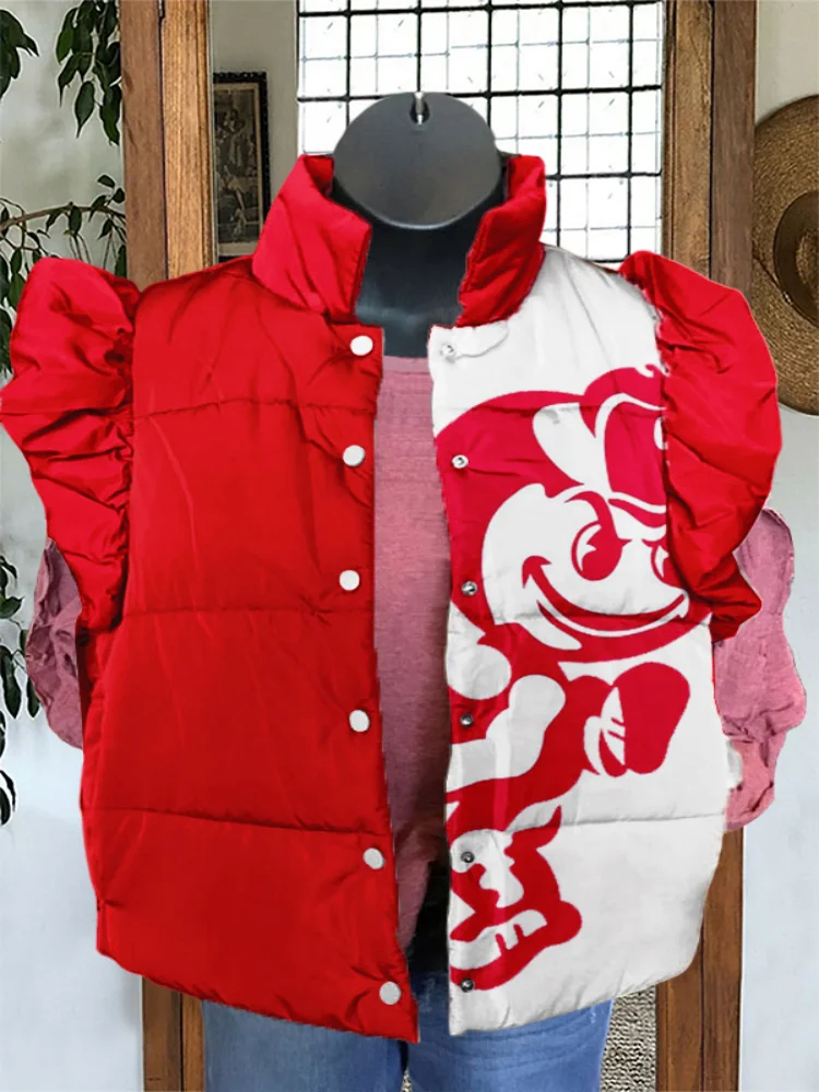 2024 Autunno/Inverno Tendenza delle Donne Popolare Gilet Giacca Casual 3D Stampato Motivo Floreale delle Donne Caldo Senza Maniche Pulsante di Pizzo