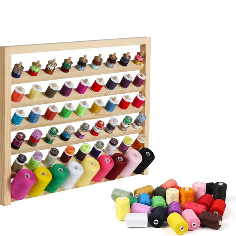 [YU]Wooden Thread Holder 54 Spool Thread Rack Wall Mounted Sewing Thread Holder Multi Purpose Thread Stand Shelf