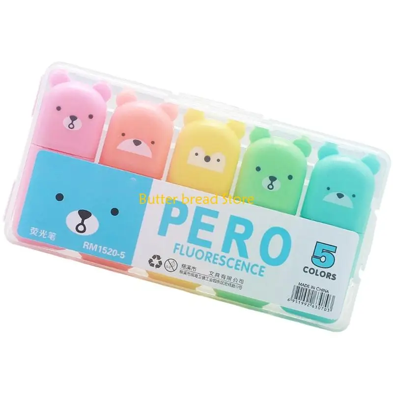 W89C 4/5/6 kleuren Cartoon markeerstift Pen Mooie markeerstoffen Markers Fluorescerende pen Bijbel Marker Pen