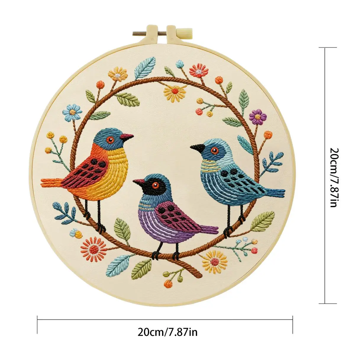 1 Stück 20X20CM/15X15CM 7,87/6,3 Zoll Tier - Vogel Stickerei Starter-Kit DIY-Kit DIY Stickerei-Set Handarbeiten Malerei – Detail 5