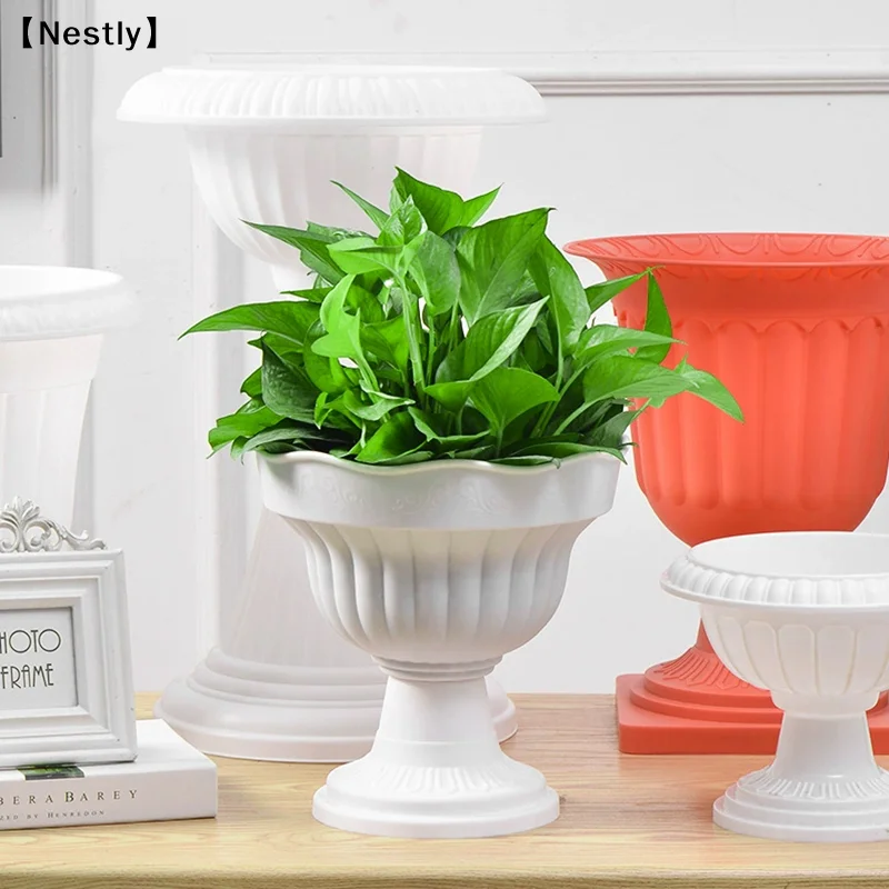 1PC Large Water Ripple Plastic Vase Wave Flower Pot Arrangement Modern Nordic Style Home Living Room Desktop Decoration〔Nest〕
