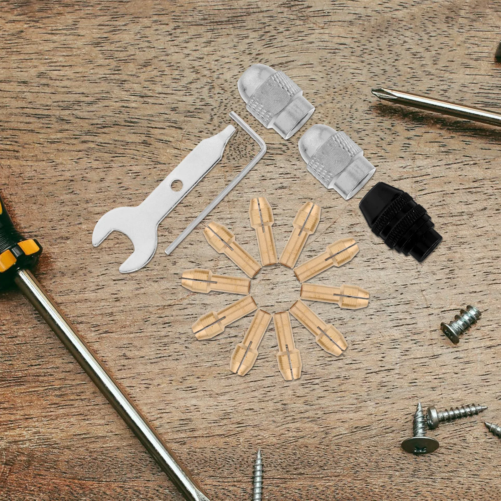 

1Set Miniature Drill Chuck Collet Set Electric Collet for Cordless Rotary Tool Accessories Engraving Drilling Milling Tasks