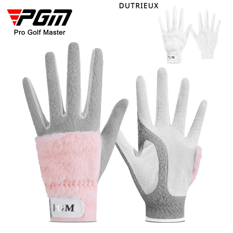 PGM Golf Women's Gloves Autumn and Winter Plush Thickened Rabbit Like Fur Thermal Gloves 1 Pair Warm Beautiful and Comfortable