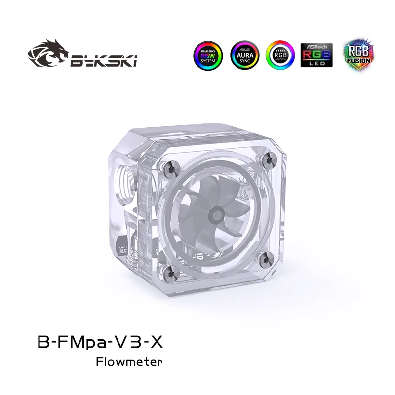 Bykski Acrylic Flow Meter G1/4 Thread Water Cooling System Coolant Filter Indicat Computer Cooler Fittings 3-Way Holes B-FMpa-X