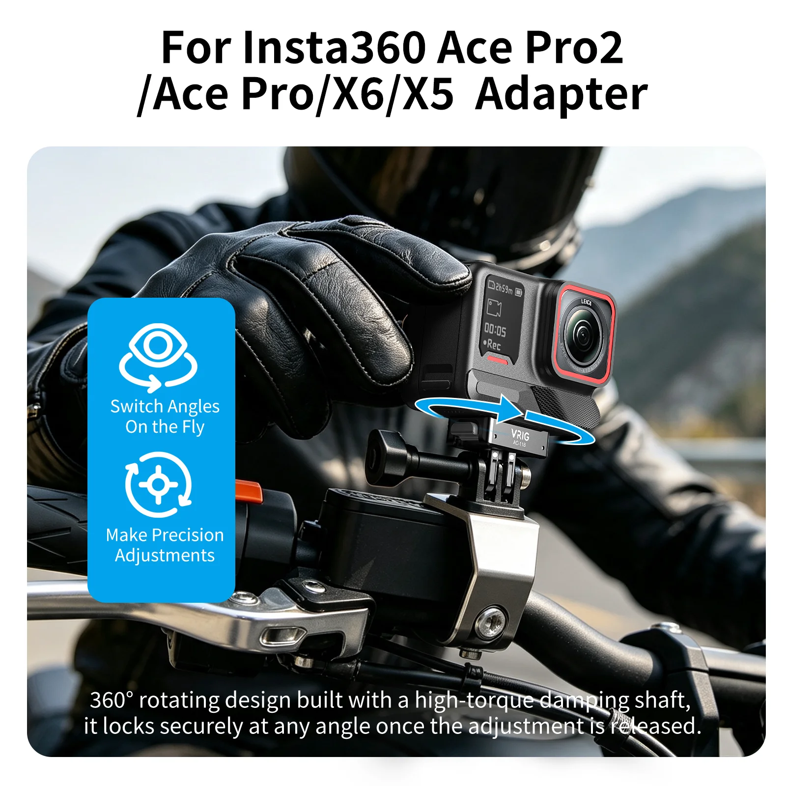 VRIG Metal Magnetic Quick Release Base Foldable Dual Claw Mount For Insta360 Ace Pro Ace Pro2 X5 X6 Action Camera Accessories