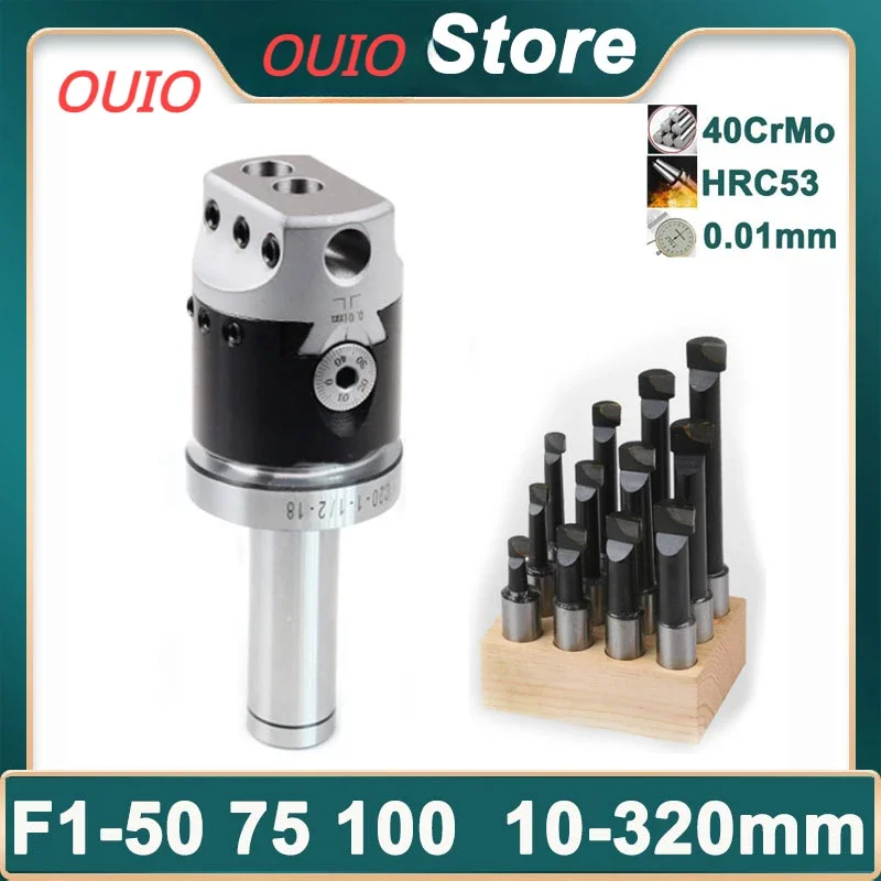 

OUIO F1 2/3/4 Inch 50/75/100mm F1 Type Boring Head 12/18/25mm Lathe Milling Holder Boring Bar Set Boring Device