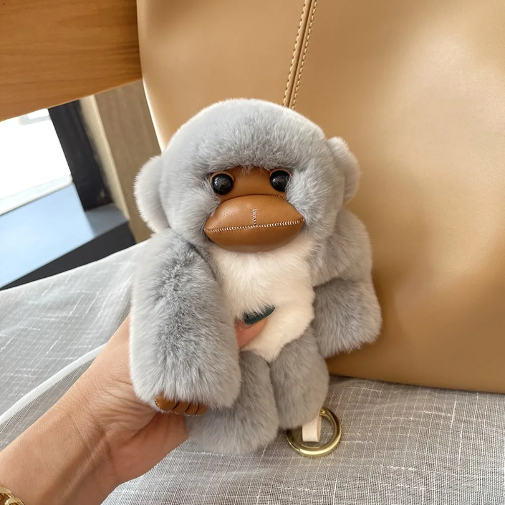 Knuffels Lucky Little Monkey sleutelhanger zacht bont cartoon Rex konijnenbont aap sleutelhanger pluche pop Kawaii