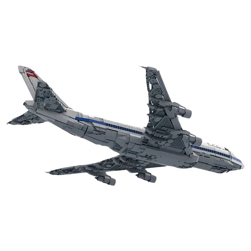 MOC Flugzeug 747-100 Dekoration Klassisches Verkehrsflugzeug Bausteine Stadt-Verkehrsflugzeug Bausteine Transportspielzeug für Erwachsenengeschenke – Detail 5