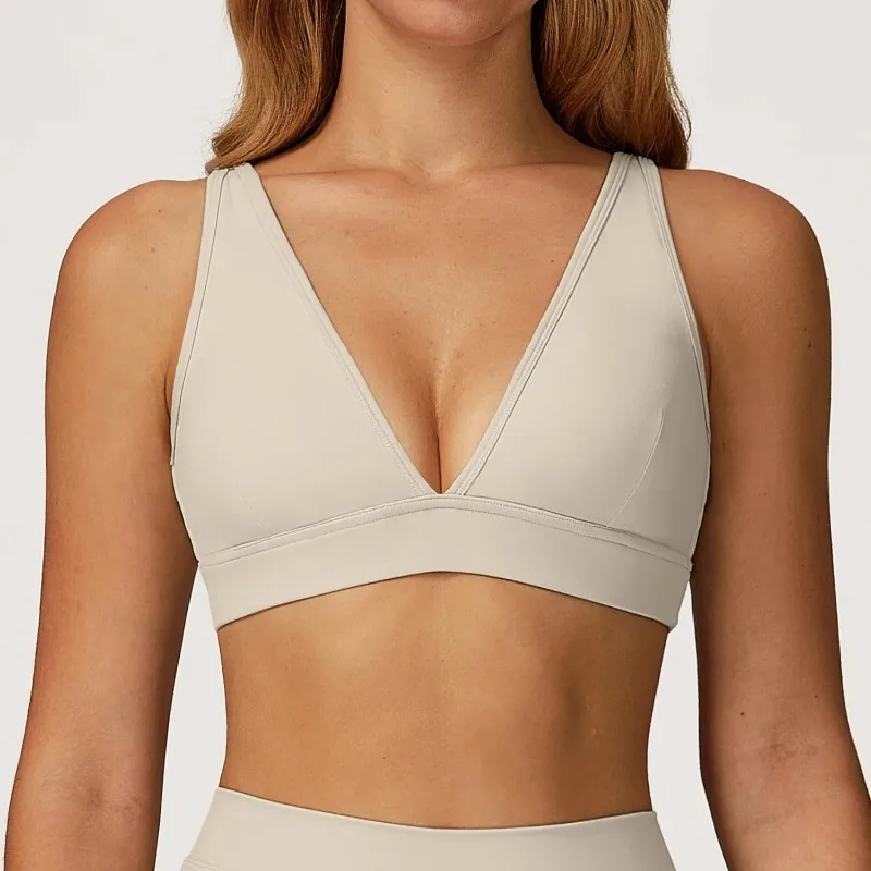 Women Sports bras Fitness Top Deep V Yoga Bra Gym Workout Sports Underwear Running Push Up Vest Female Shockproof Crop Top