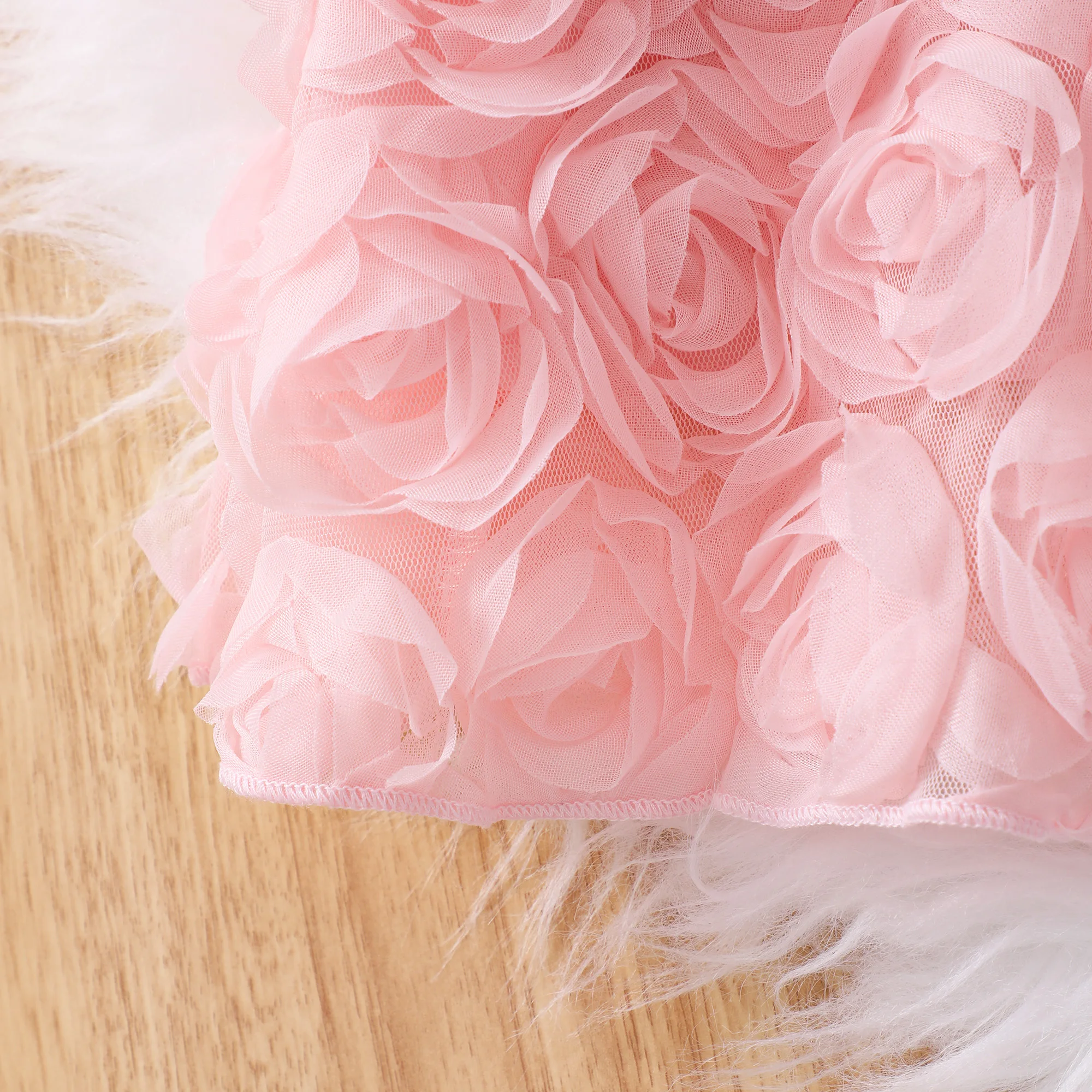 Girls\' solid color rose dress
