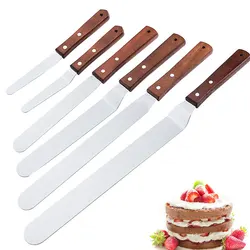 4/6/8/10/12inch Stainless Steel Cake Icing Spatula Frosting Spatula with Wooden Handle Butter Cake Spatula Knife Tool