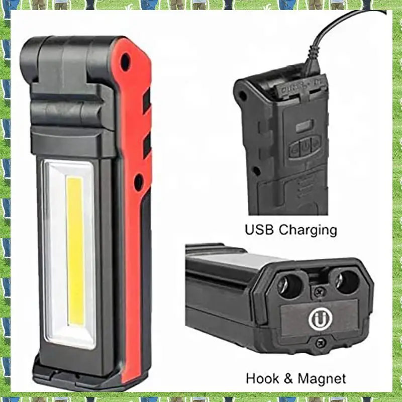 FTS Super Bright COB LED Working Light With Magnetic Base & Hook USB Rechargeable Dimmable Flashlight For Outdoor Car Repair
