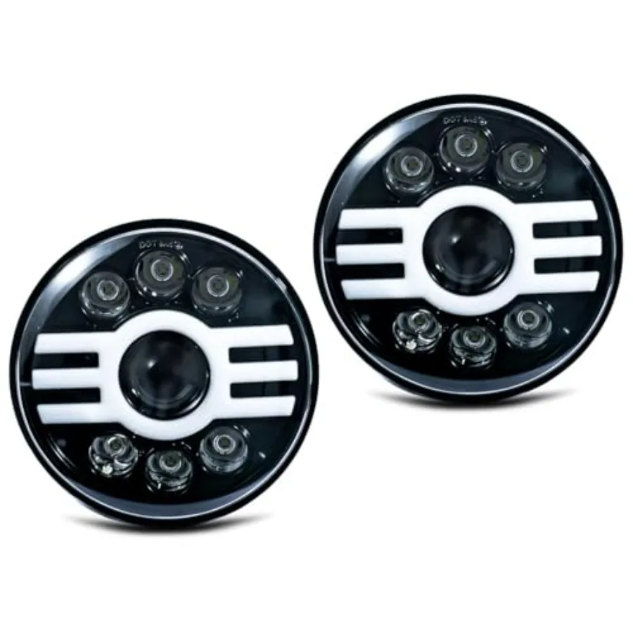 

2 шт. 7-дюймовые круглые белые фары с янтарным оттенком, ближний/дальний свет, совместимые с Jeep Wrangler TJ/LJ/JK/CJ-8 Scrambler/CJ-7