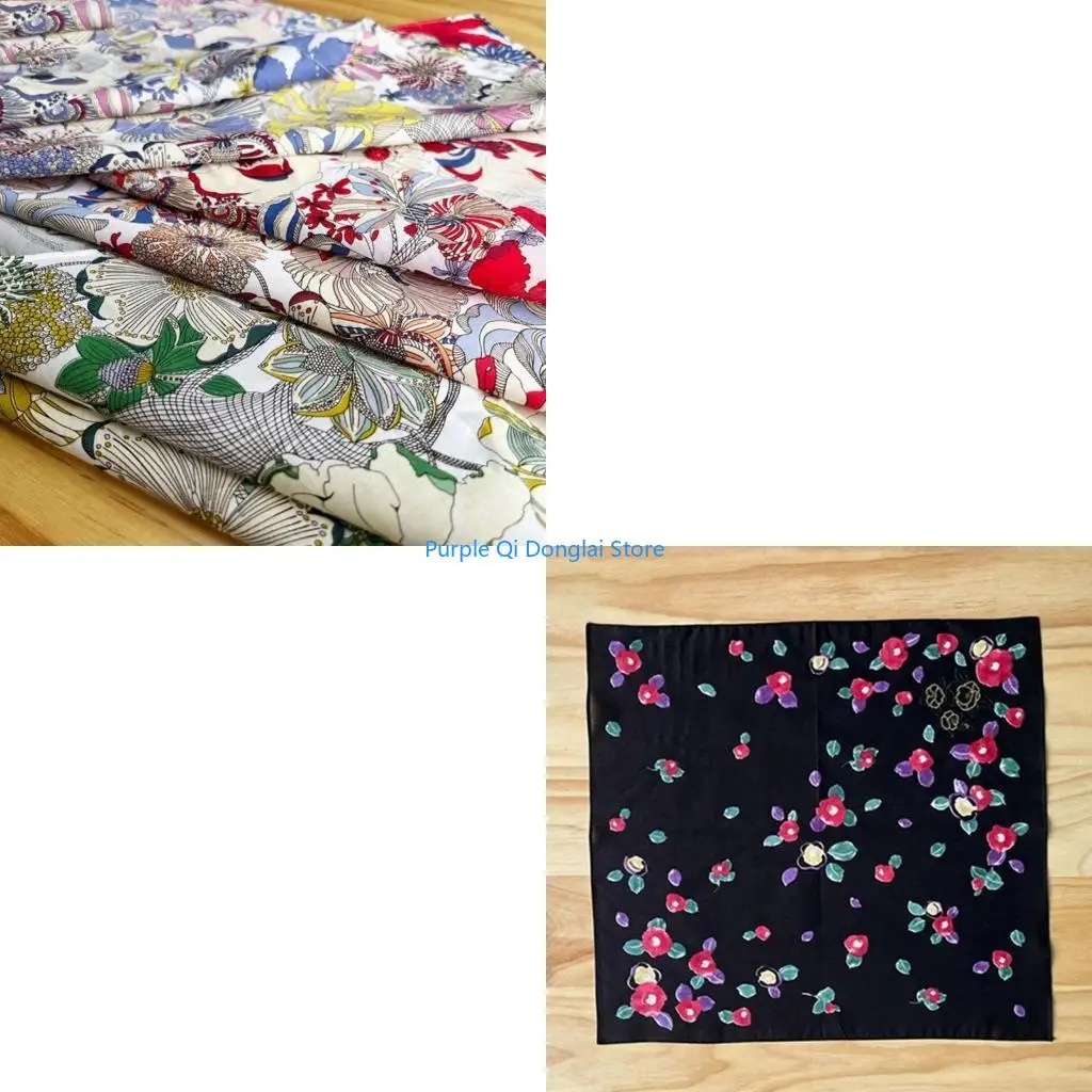 L21E Adult Colorful Handkerchief Floral Pattern Super Soft Washable Hanky Supplies