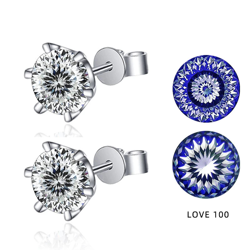 BIJOX STORY 0.5-2ct Multi Colors and Cuts Moissanite Stud Earrings  S925 Sterling Silver Fine Jewelry Earrings For Women Wedding