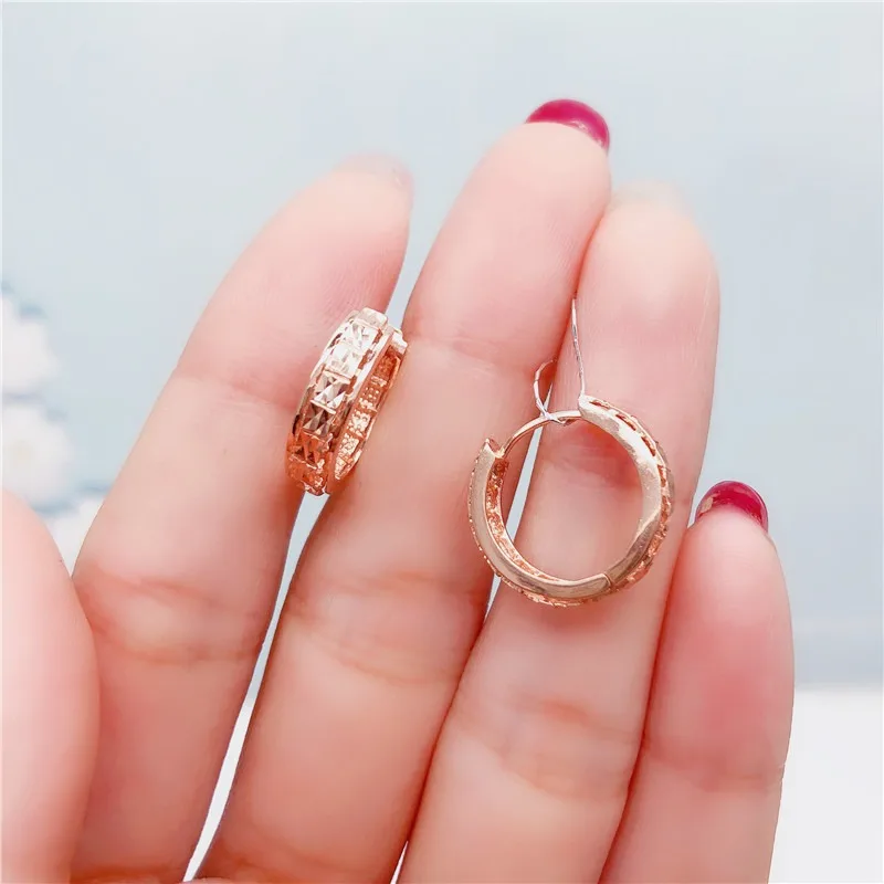 585 Purple Gold Shiny earrings for women Plated 14K Rose Gold Simple Classic New In design hoop earings banquet Jewelry 6