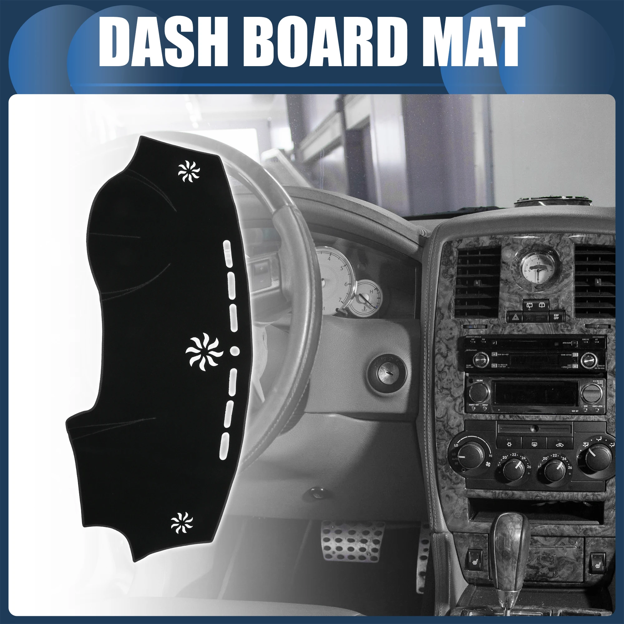 UXCELL Dashboard Dash Cover Mat for Chrysler 300c 2011-2017 Sun Protector Pad Black