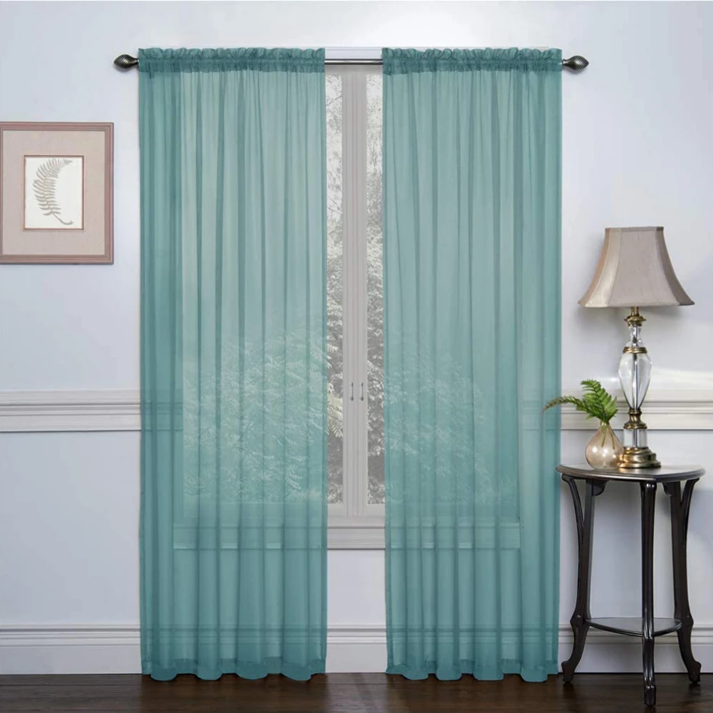 Transparent Window Gauze Solid Color Wedding Glass Gauze Household Products Light Luxury Style Curtains 100X200cm