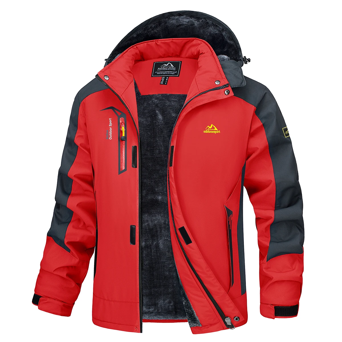 MAGCOMSEN Men's Ski Jacket Winter Warm Wool Parka Warm Thick Coat Windproof Rainproof Snowproof Hiking Men's Snowboard Jacket