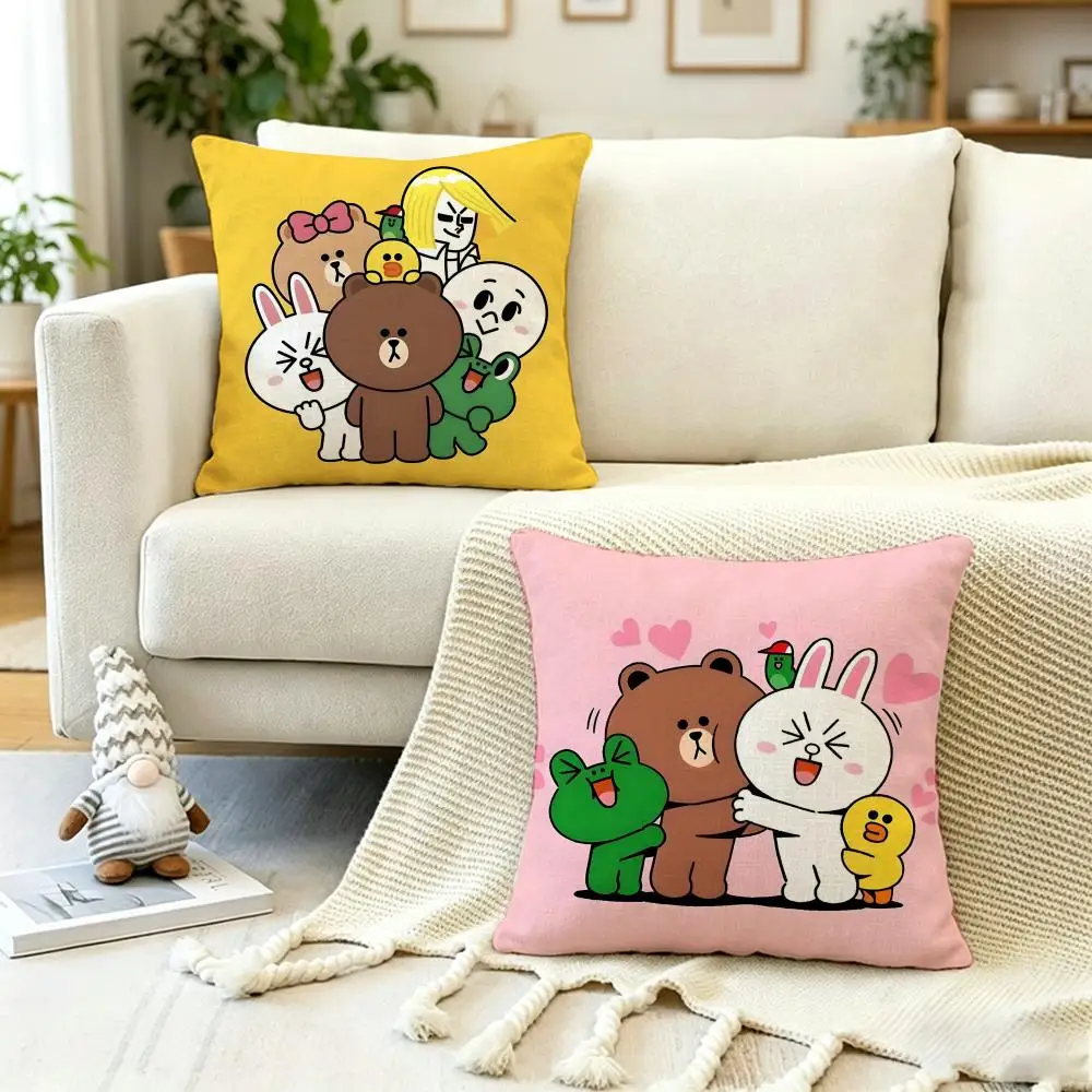 Anime Poster B-Brown B-BearS Cushion Cover Anti-dustmite Pillowcase Invisible zipper silky short plush Sofa cushion cover