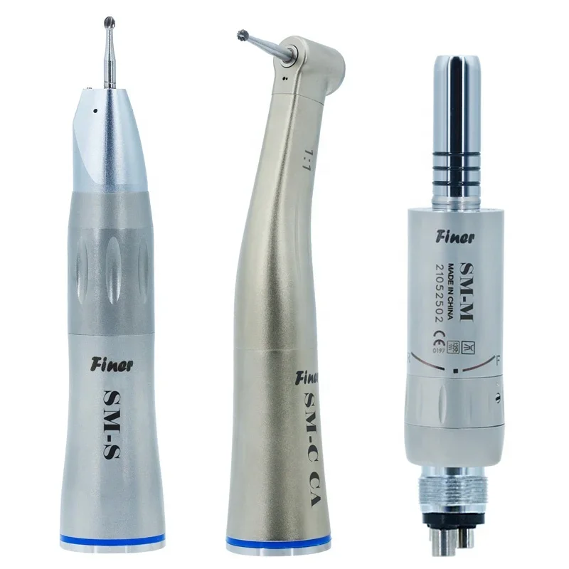 

dent al low speed handpiece set with 1:1 turbine contra angle straight handpiece air motor