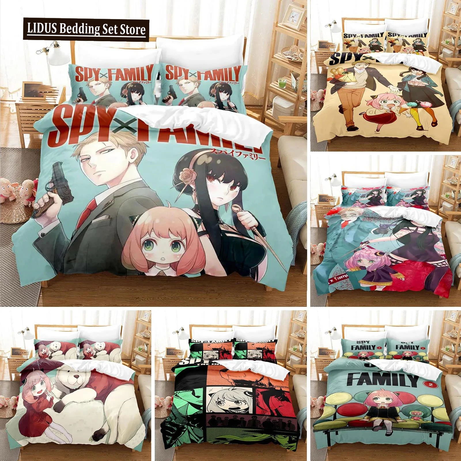 Anime Spy X Family Anya Bedding Set Duvet Cover Bedroom Comforter Covers Single Twin King ​Size Quilt Cover Home Textile 2/3PCS