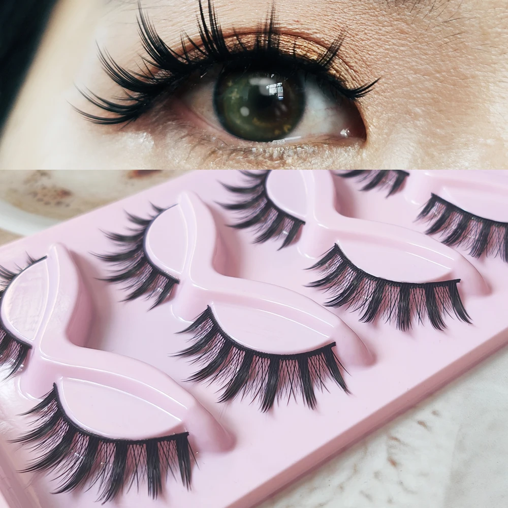 ขนตาปลอมธรรมชาติ 5 คู่ ยาวเป็นธรรมชาติ 3 มิติ ขนตาแบบกลุ่มฟูฟ่อง ขนตาลิตเติ้ลดีวิล ต่อขนตา แต่งตาสไตล์การ์ตูน เครื่องสำอาง