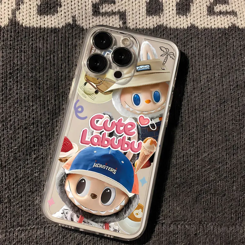 Cute cartoon Labubu Phone Case For Samsung S25 S24 S23 S22 S21 S20 S10 FE Note 20 10 Plus Ultra 5G Clear Soft TPU Cover image 3