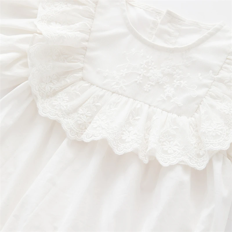 Summer Short Sleeve Lace White Baby Girl Bodysuits Cotton Jumpsuits Princess Girls Clothes