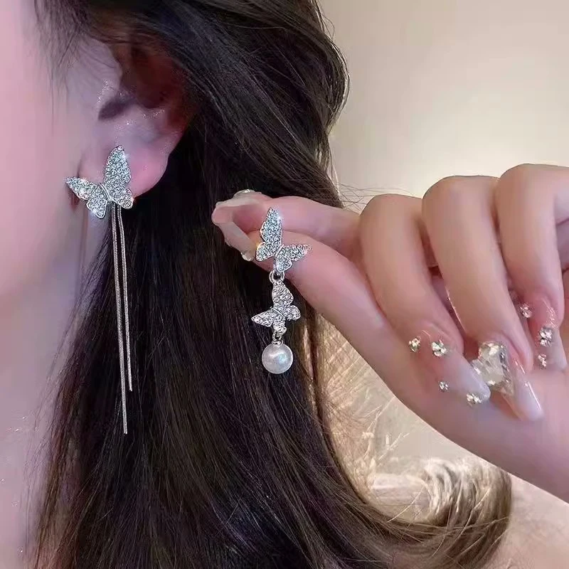 New Fashion Bow Tassel Earrings for Women Light Luxury Design Senior Sense Earring Party Jewellery Gifts