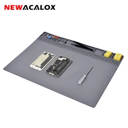 NEWACALOXSilicone Repair Mat Magnetic Soldering Mat Heat Insulation Electronics Repair for Cellphone Laptop Heat Resistant Pad