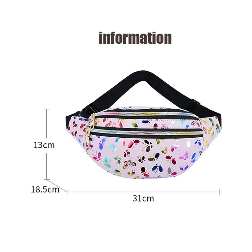 Printed Waist Bag Women Fanny Pack Colorful Girls Bum Bag Travel Cartoon Belt`s Bag Festival Mobile Phone Pouch Purse