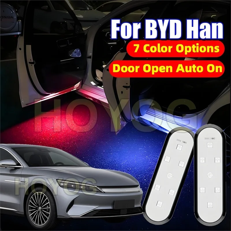 Fit for BYD Han 2021-2026 USB Rechargeable Wireless Car Door Courtesy Light featuring a Magnetic Sensor for Ground Lighting