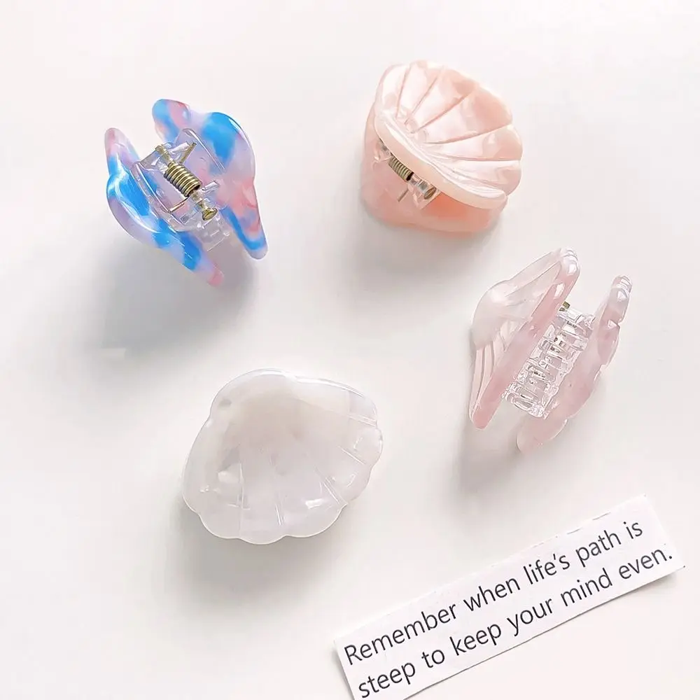 Simple Acetate Shell Shape Hair Clips Ocean Animal Fan Shape Mini Hairpin Cartoon Geometric Small Hairgrips Daily