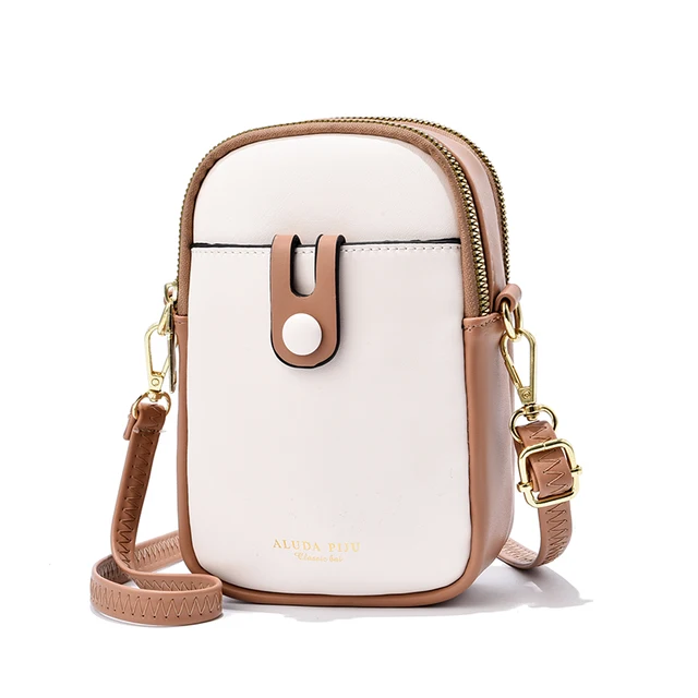 Mini Crossbody torebka damska skórzany zamek torba na telefon komórkowy moda torebka damska na co dzień mała torba na ramię