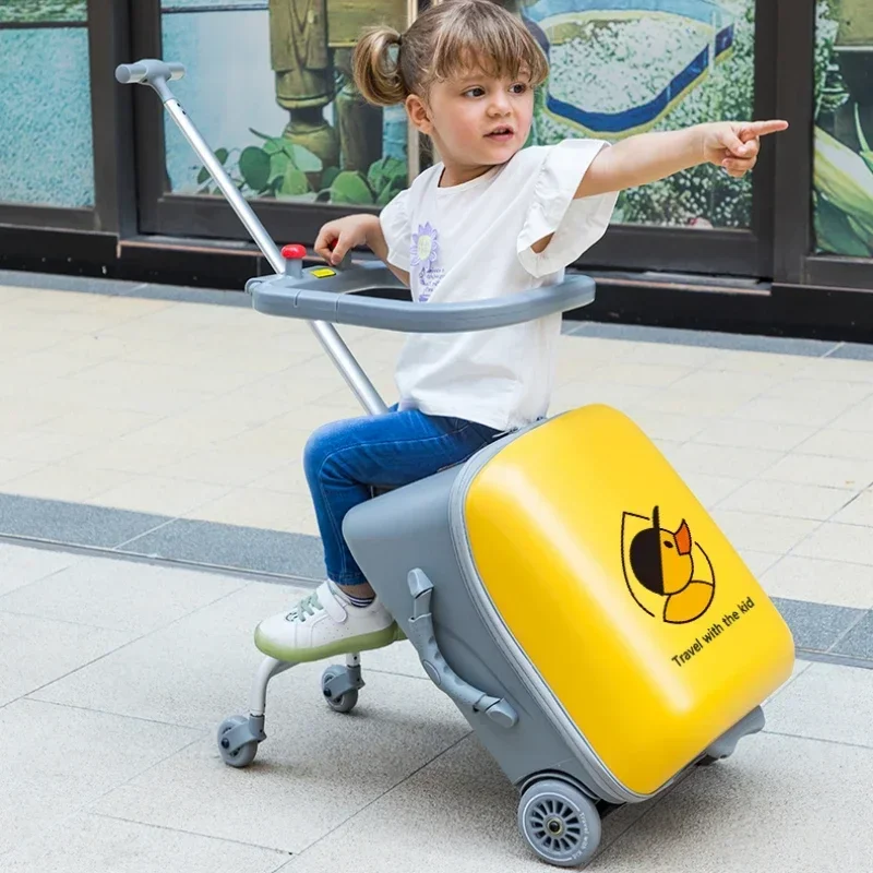 Niedlicher Cartoon-Trolley-Koffer zum Sitzen, Reisetaschen für Kinder, PC-Spinner-Koffer, Rollen, Rollgepäck, Passwortbox für Babys