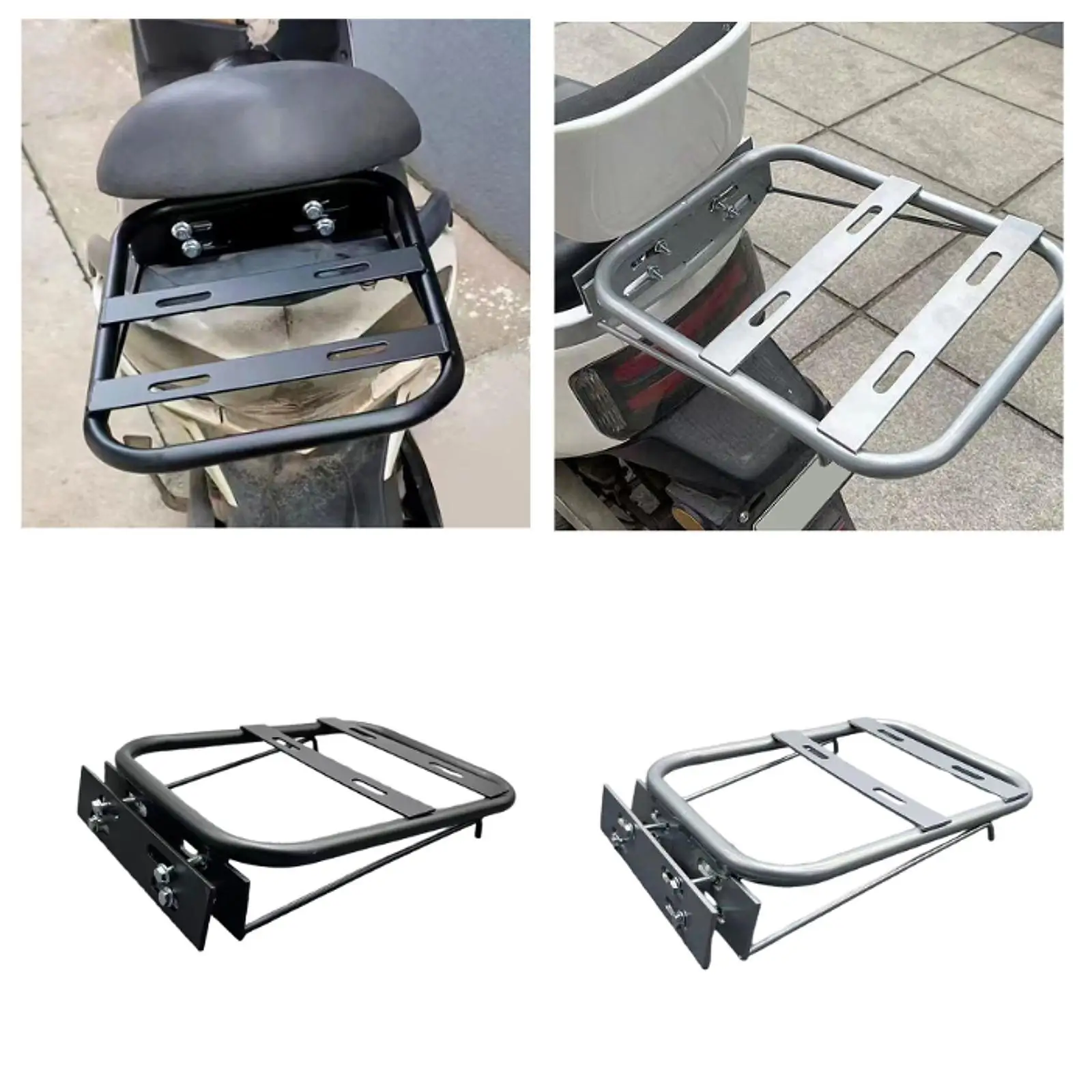 Rack de bagagem traseiro para prateleira de suporte de motocicleta, fácil instalação, suporte de extensão, caixa traseira, rack de carga de bicicleta elétrica