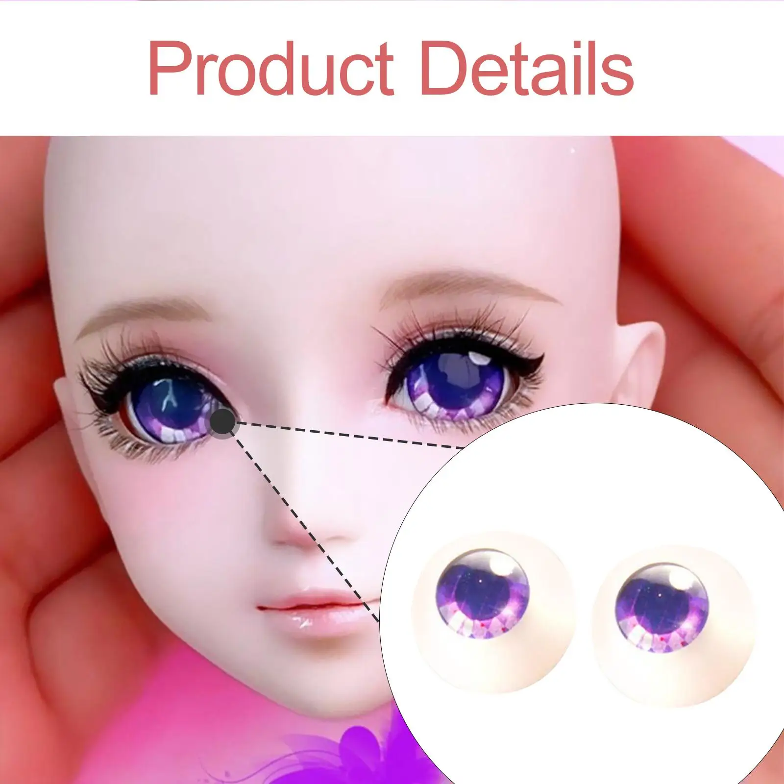 

2x Doll Eyes Realistic Versatile Gift Sturdy Art Crafts 18mm Eyeball Acrylic Eyes