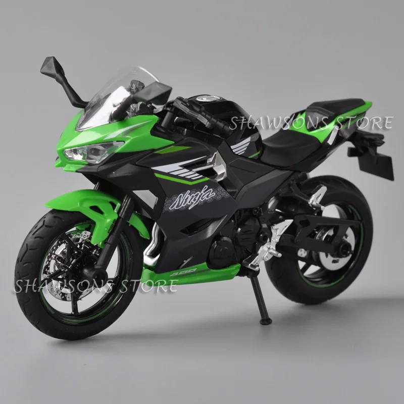 1:12 Scale Diecast Motorcycle Model Toys Kawasaki Ninja 400 Sport Bike Miniature Replica Sound Light