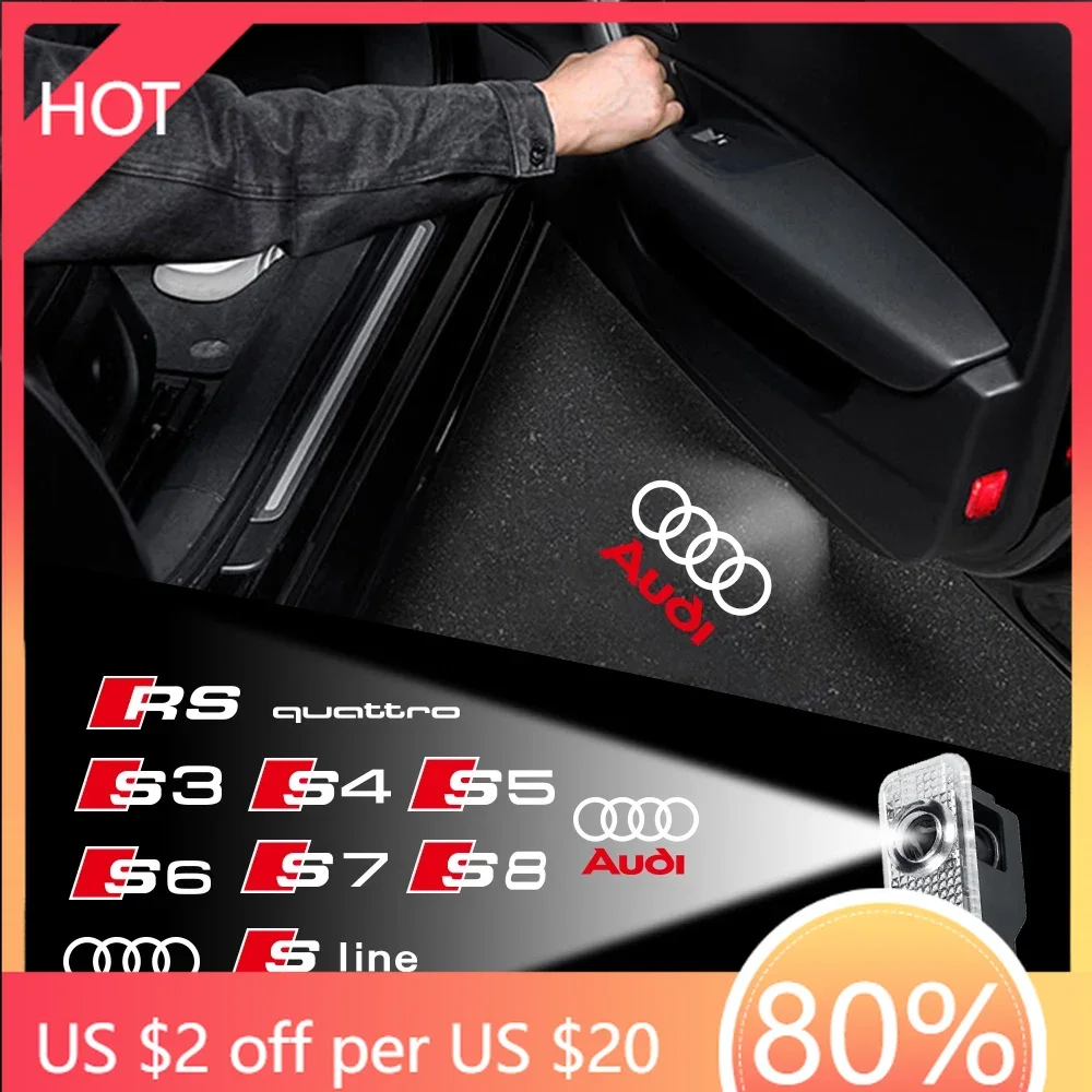 

2025 Горячий 2 шт. светодиодный автомобильный беспроводной HD проектор, автомобильный дверной свет, приветственный свет, автоаксессуары для AUDI S line S3 S4 RS S6 S5 S7 S8