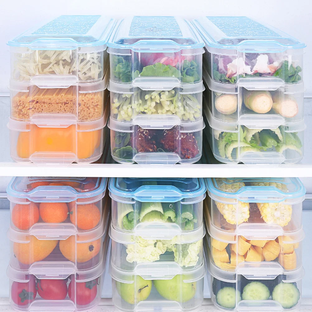 

Food Storage Box Rectangular Containers Lids Multi Layer Plastic Boxes for Meal Prep Long Food Eco Friendly Heat