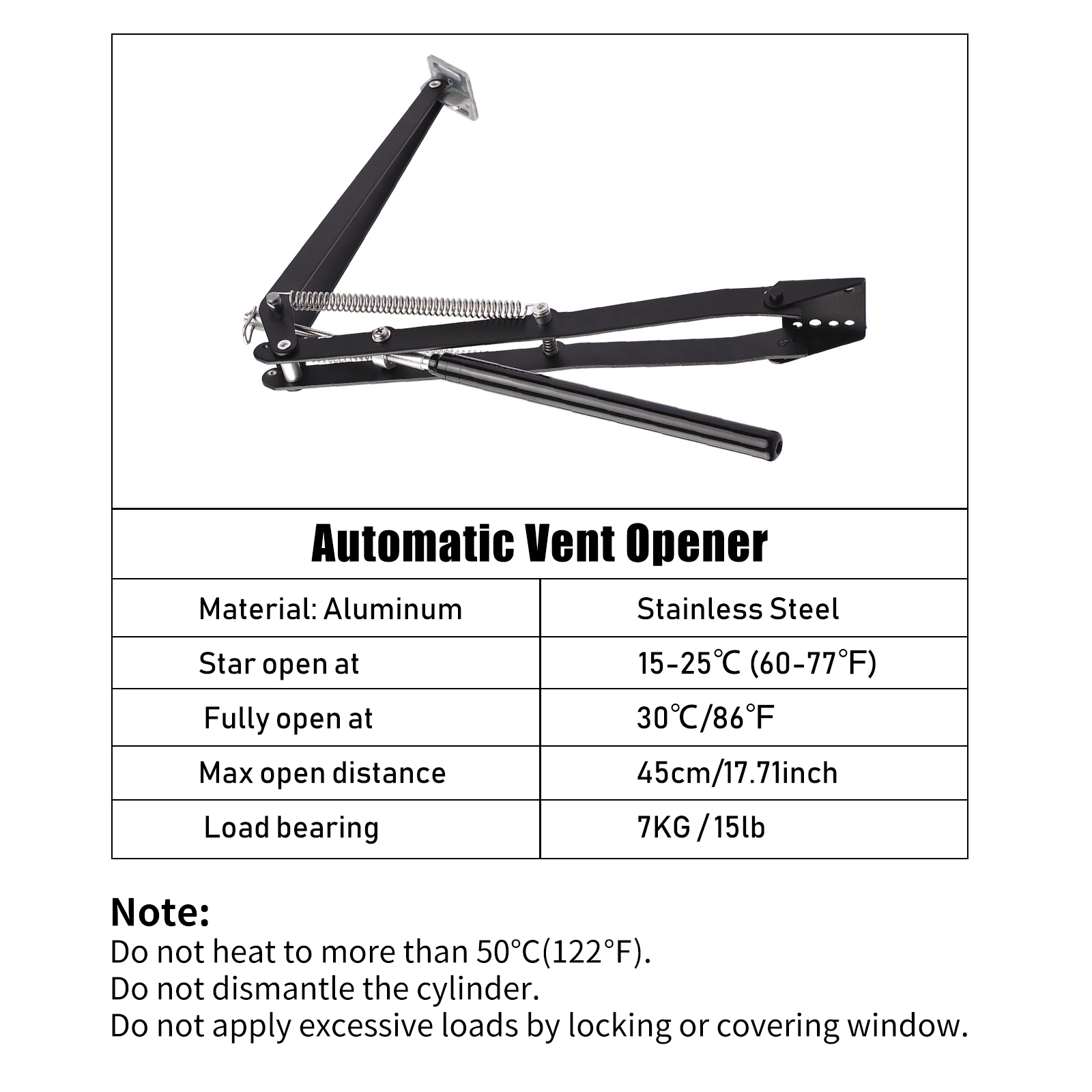 Automatic Vent Opener Greenhouse Windows Opener Auto Vent Opener Temperature Sensitive Paint Spraying Iron Double Spring Vent Op